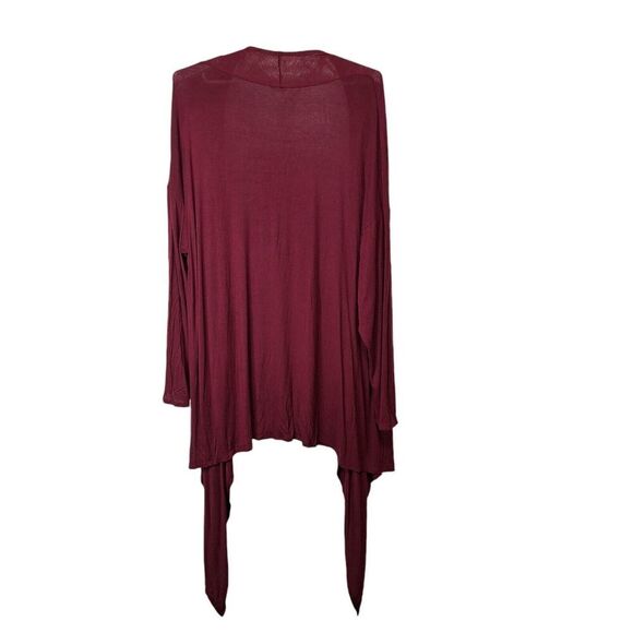 Bellino Womens 4X Open Front Fly Away Cardigan Asymmetrical Wine Red‎ Burgundy - Picture 2 of 9